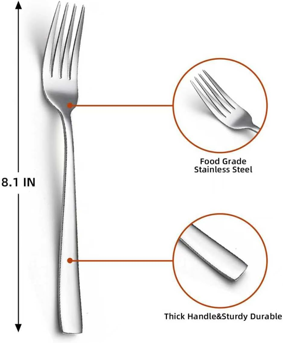 Tafelgabeln von 6 Stück 20.5cm, Edelstahl Modernes Speisegabel-Set