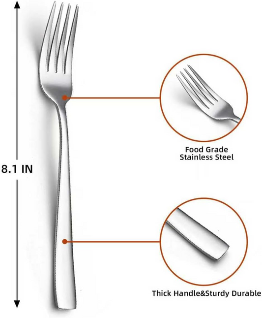 Tafelgabeln von 6 Stück 20.5cm, Edelstahl Modernes Speisegabel-Set
