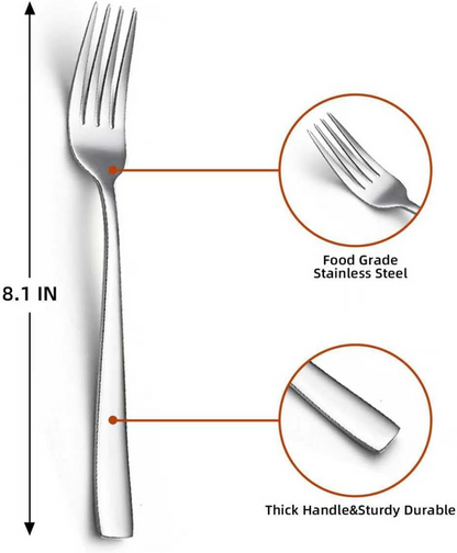 Tafelgabeln von 6 Stück 20.5cm, Edelstahl Modernes Speisegabel-Set